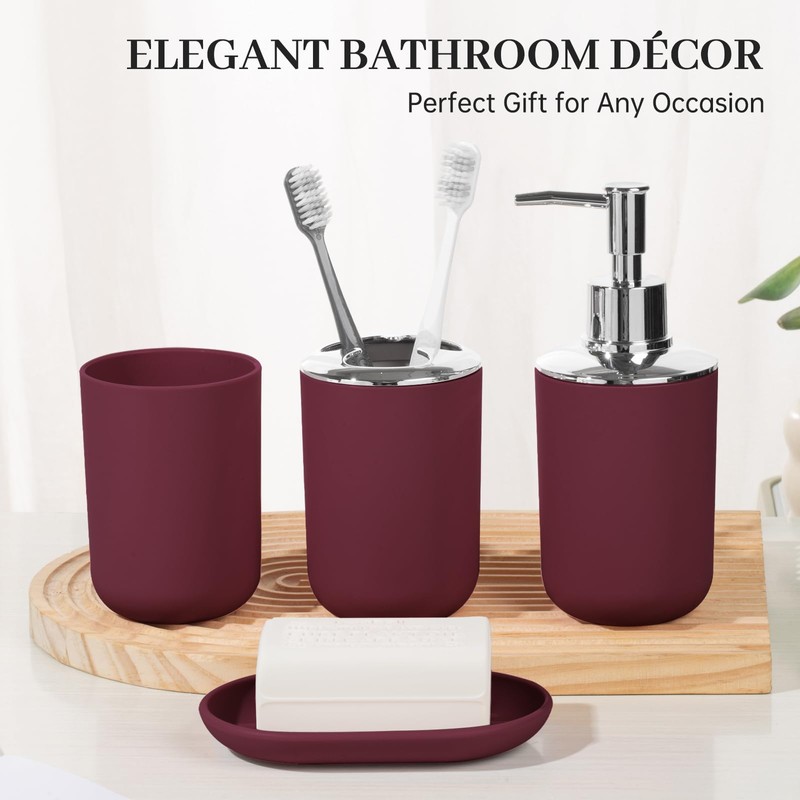Bathroom Accessory Set, 4 Pcs Plastic Bathroom Set Include Soap