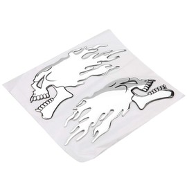 Skull Stickers + Sticker, 2pcs 3D Head auto Motorcycle car Decor Decal, autocollant Chrome Moto and Decals autocolant Tank Badge Shark for a motorc for qiilu 3D Motorbike Stickers