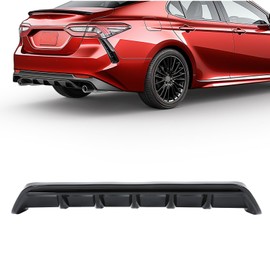 ECOTRIC Rear Diffuser Compatible with 2018-2023 Toyota Camry Hybrid SE XSE Bumper Lip Body Splitter Valance Spoiler Shark Fin Style Painted PP Plastic