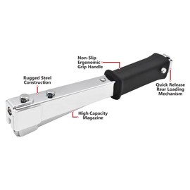 Air Locker A12 Professional Hammer Tacker Uses T50 Staples 1/4 Inch (AT50-06), 3/8 Inch (AT50-10), 1/2 Inch (AT50-12), & 5/8 Inch (AT50-16)