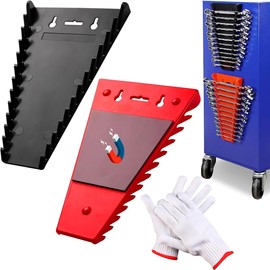 Magnetic Wrench Organizer, Wrench Rack Tool Trays, Premium ABS Wrench Holder Tool Box Magnetic Wrench Holder with 12 Slots Standard Hanging Wrench Organizer for Tool Box and Wall