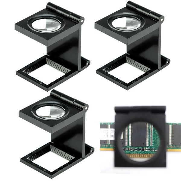 XUZOPIM Pack of 3 Mini Magnifying Glass, Thread Counter, 8x