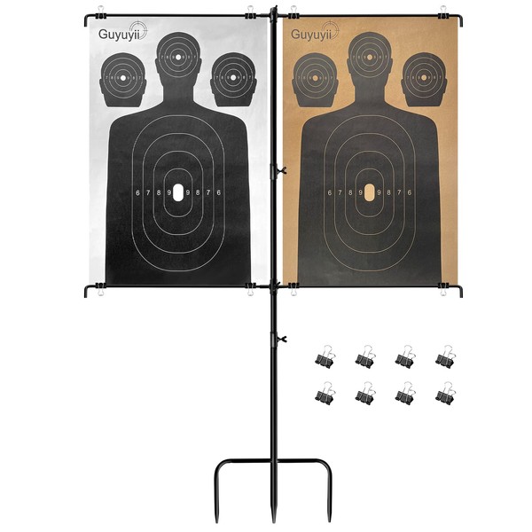Shooting Target Stand - Adjustable Range Target Holder With 8pcs Metal Hinge Clips - Paper Target Stand For Shooting, Firearms, Pistol, Handgun, Rifle, Shotgun, Pellet Gun, Gun Practice, Outdoor Range