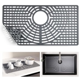 Snuggery Silicone Sink Protector for Kitchen Sink 28" x 15" – Flexible Sink Mat, Heat Resistant Grid, Non-Slip Rack, Easy to Clean Dishwasher Safe – Fits Farmhouse, Single & Double Bowl Sinks
