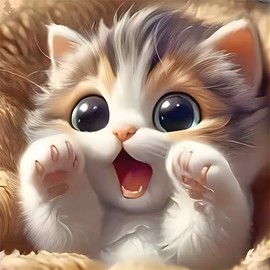 DPIDEA Cat Diamond Painting, 5D Diamond Painting Kits Pictures for Adults Beginners, DIY Diamond Painting Kitten Diamond Painting Pictures Set 30 x 30 cm for Wall Decoration