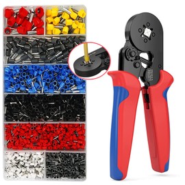 Juego de Crimpadora de Terminales,Terminales para Cable con 1250Pcs Terminales para Cables Eléctricos,Kit de Crimpadora de Ferrules HCS8 6-4,0.25-10mm²,Para Reparación de Cables Eléctricos