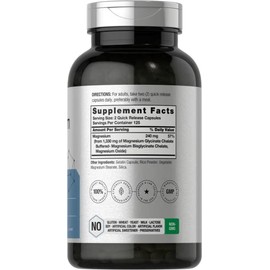 Horbäach Glicinato de magnesio tamponado, 1330 mg, 250 cápsulas, con minerales quelados, sin OMG, sin gluten