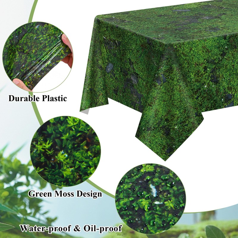 Kochorie 2 Pieces Green Moss Pattern Plastic Tablecloth 108 x