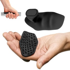 WACURRENTHYD Rubber Gym Grips Fingerless Workout Grips - Ergonomic Rubber Hand Protector Gloves for Weight Lifting, Pull-Ups, Gym Training and Exercise, for Men and Women (Black)