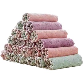 SAOYOAS - Paquete de 20 toallas de cocina de secado rápido, paños de terciopelo coral, paños reutilizables multiusos, paños de limpieza absorbentes de té suave, trapos de microfibra de doble cara sin