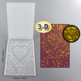 Briartw Love Leaf 3D Embossing Folder for Card Making,Clear Plastic Texture Fades Embossing Folder Template for Scrapbooking and Other Paper Craft Album Stamps DIY Decoration