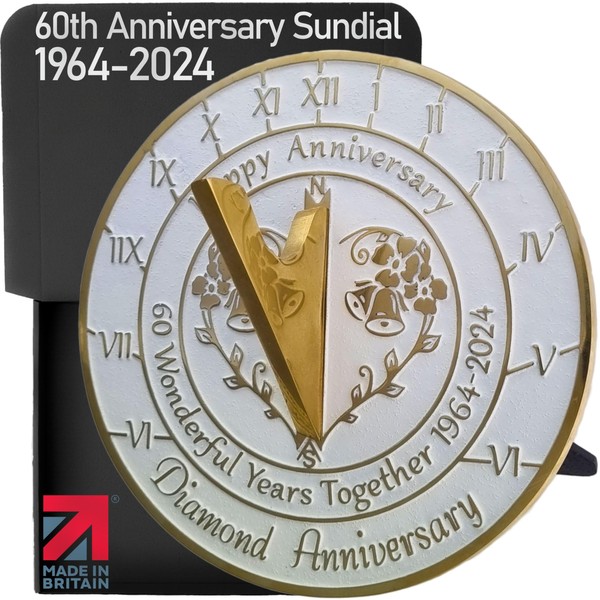 Anniversary Sundial Gift For 60th Diamond Wedding Anniversary In 2024 - Recycled Metal Home Decor Or Garden Present Idea - Handmade In UK For Him, Her Parents Or Couples 60 Year Celebration