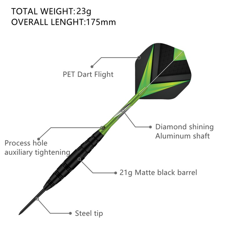 Aiqilai Darts Set 3 Pack,23g Professional Steel Tip Dart with