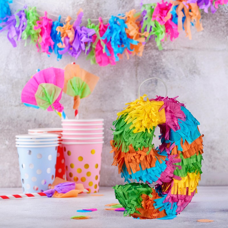 Relaxdays Pinata Number 9, Fillable Mini Pinata, Birthday, Party Pinata,