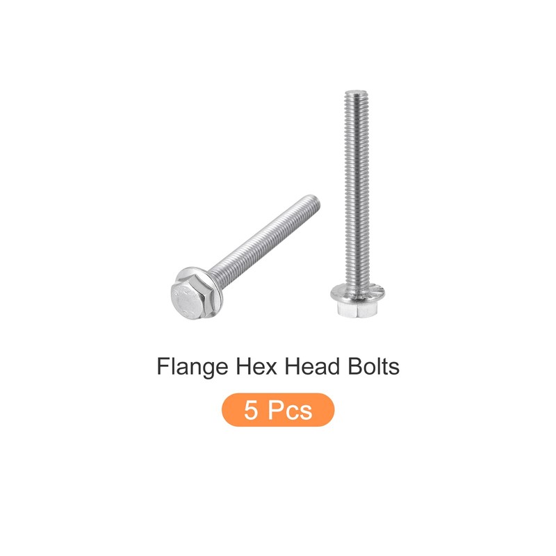 METALLIXITY Flange Hex Bolts M8 x 65mm 5 Pcs Hex