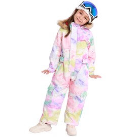 BGX Bluemagic Kids One Piece Snowsuits Overalls Ski Suits Jackets Coats Jumpsuits Winter Outdoor Waterproof Snowboarding(160,Water Color)