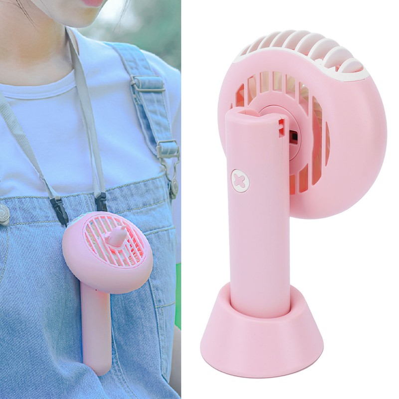 Pink USB Neck Fan Mini Portable Desktop Foldable Fan for