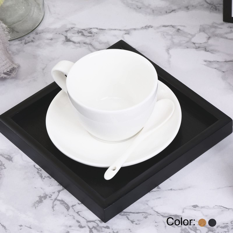 PATIKIL Wood Serving Tray 9.4 Inch, Square Decorative Platter for