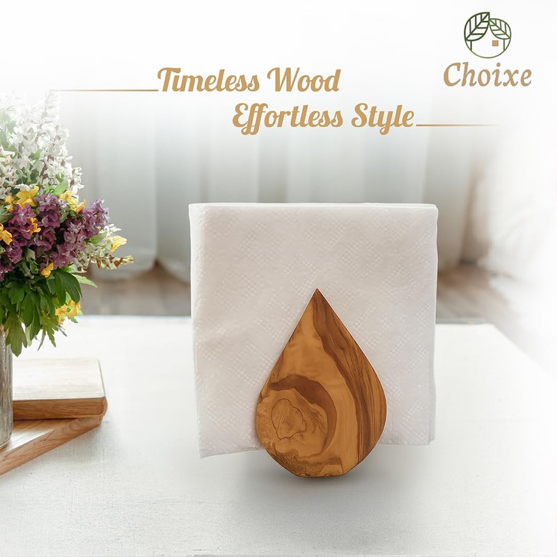 Olive Wood Napkin Holder. Beautiful, Unique, Decorative, Made of Mediterranean