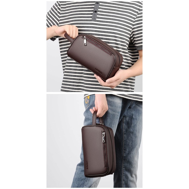 Cenvins Men's Clutch Bag, PU Leather, Box-shaped Handbag, Handbag, Cosmetic