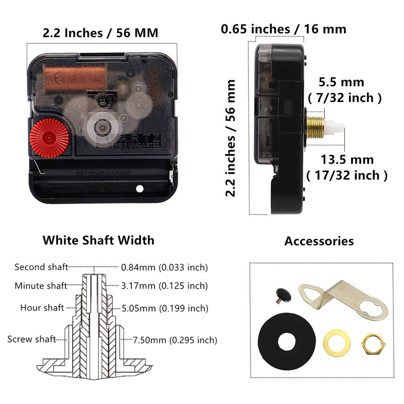 TIKROUND Youngtown 12888 Movement for Clock Repair Replacement 13.5mm (17/32