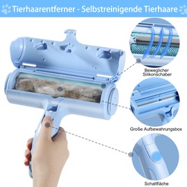 ACE2ACE Pet Hair Remover, Lint Roller, Lint Brush for Pet Hair, Lint Roller for Dog Hair and Cat Hair, Reusable, for Sofa, Scratching Post, Carpet, Dog Bed, Cat Bed - Baby Blue