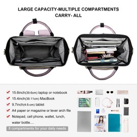 LOVEVOOK Laptop Backpack Women 15.6 inch, Work Bags for Women, School Computer Bag with USB Port for Business College Travel, Laptop Rucksack for Teacher Nurse,PurpleGrey