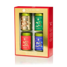 Palais des Thés - Holiday N°25 Collection Miniatures Box Gift Set - Variety Pack of 4 Premium Gourmet Loose Leaf Tins - Assortment of Black, Green, Herbal, and Rooibos Teas