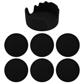 Silicone Coasters with Holder, Black