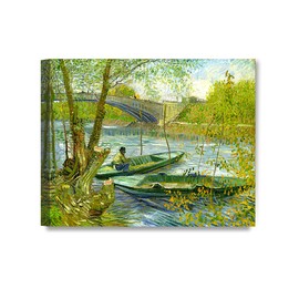 DECORARTS - Fishermen And Boats From The Pont De Clichy, Vincent Van Gogh Art Reproduction. Giclee Canvas Prints Wall Art for Home Decor 30x24