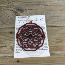 Handmade Poinsettia Wood Story Card Ornament