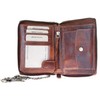 Glazed Genuine Leather Biker's Leather Wallet with Metal Chain