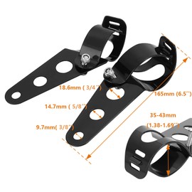 Hotiko Motorcycle Headlight Holder Forks Universal 35 mm - 43 mm Pack of 2 (Black)