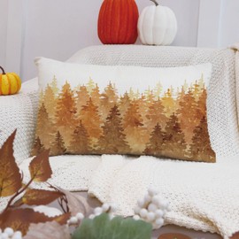 Ogiselestyle Watercolor Fall Trees Throw Pillow Cover 12x20 Inch, Autumn Thanksgiving Harvest Farmhouse Decoration for Sofa Couch