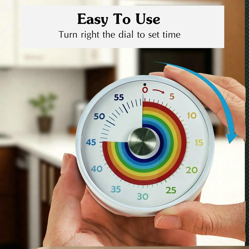 Keduzer Visual Timer, Kitchen Timer Rainbow Disk 60 Minute Countdown