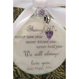 Miscarriage Gift In Memory Christmas Ornament Though We Never Saw You with Baby Footprints Charm