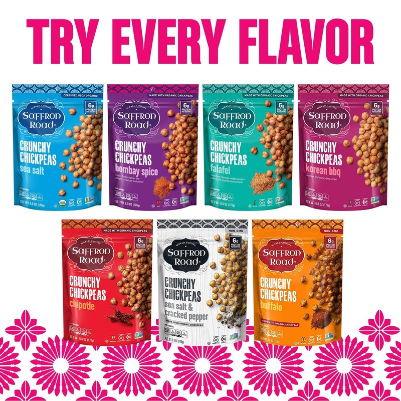Saffron Road Organic Crunchy Chickpea Snacks-Gluten Free, Non-GMO, Kosher, Vegan