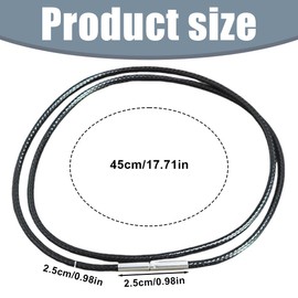 GNHG Leather Cord Chain, Pack of 2 Black 2 mm Faux Leather Necklace, Braided Leather Chain with Snap Fastener, Leather Cord Chain Men, 45 cm Leather Necklace Men, black
