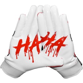 Joker Football Gloves - Tacky Grip Skin Tight Enhanced Performance Football Gloves - Jester Pro Elite Super Sticky Receiver American Football Gloves - Adult & Youth Sizes (Adult - L)