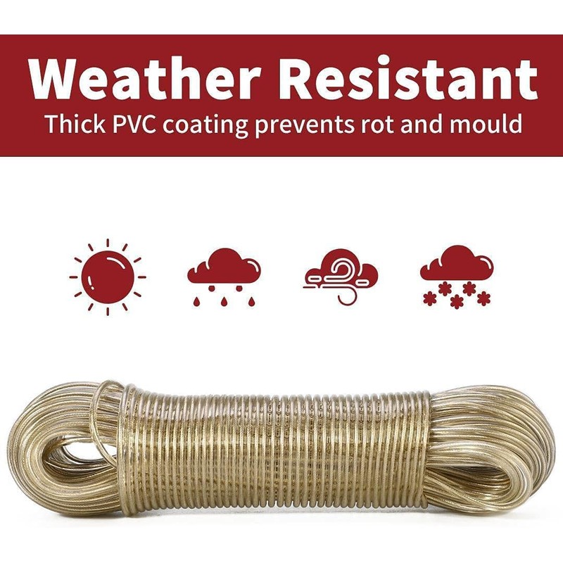 Washing Line Rope - Thick Strong - Plastic PVC Cover