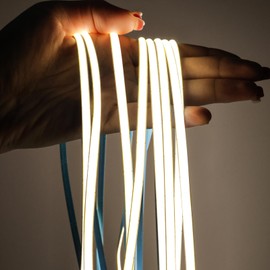 Tesfish LED Strip Light 24 V, 5 mm Wide Ultra Slim LED Strip COB Natural White 4000 K 5 Metres 400 LEDs/M Total 2000 LEDs Neon Light LED Light Strip for Party, Counter, Shelf, Home