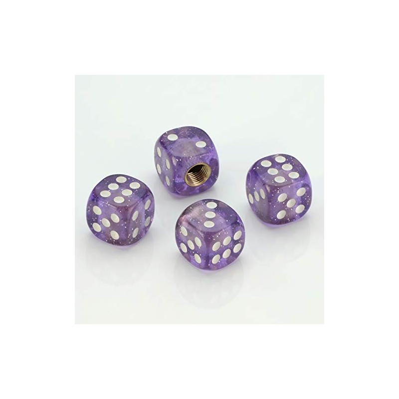LST 4x Valve Caps Tyre Valve Cube Purple Glitter Car