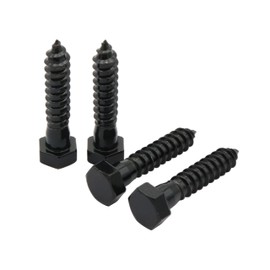 LBY 7pcs Lag Screws, 1/2" x 2-1/2" Hex Head Lag Screws Bolts (with Washers), Heavy-Duty Wood Screws for Decking & Structural Fastening, 304 Stainless Steel, (Black)