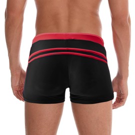 Arcweg Swimming Trunks Men's Tight Short Swimming Shorts with Drawstring Swimming Trunks Water Sports Shorts UV Protection Boys Swimming Wear School Swimming, red