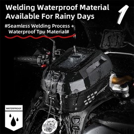 Rhinowalk Motorcycle Tank Bag Waterproof TPU Motorcycle Backpack Compatible Phone Under 6.6" Fits Honda Yamaha Suzuki Kawasaki Harley-Black