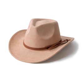 EOGIMI Suede Cowboy Hat for Women and Men Classic Western Cowboy Hats with Wide Brim Camel