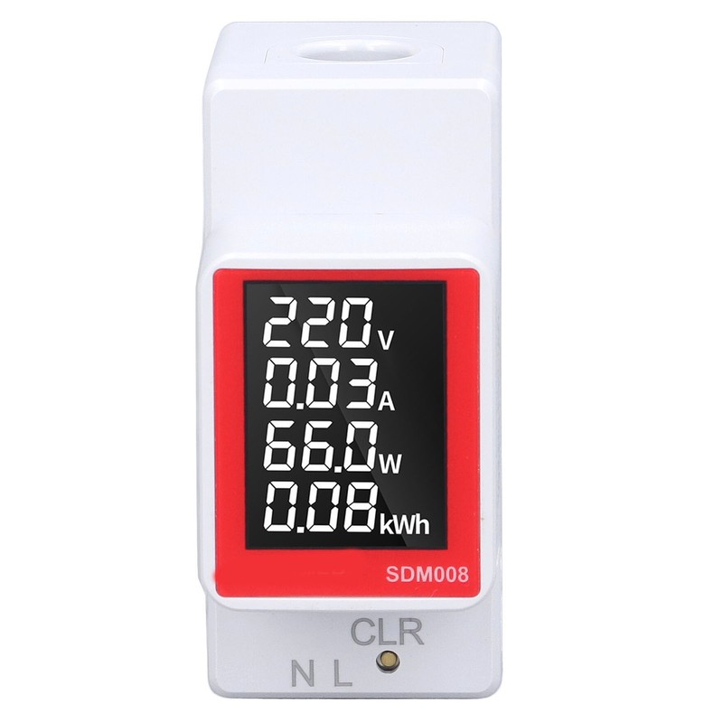 AC Digital Display Meter Rail Type Power Voltmeter Energy Reset