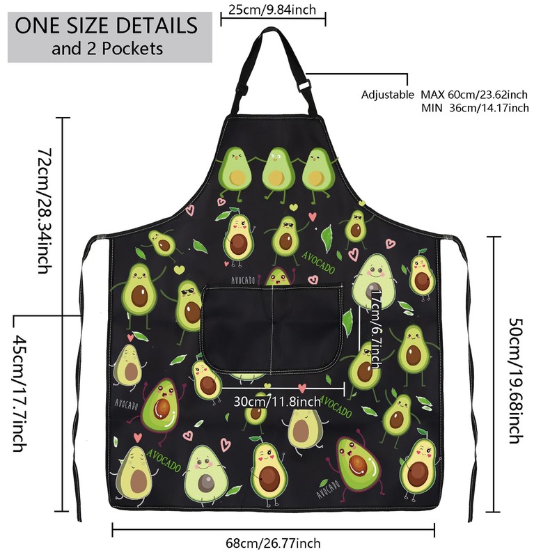 ENSIANTH Funny Avocado Apron Avocado Cooking Kitchen Aprons with Pockets