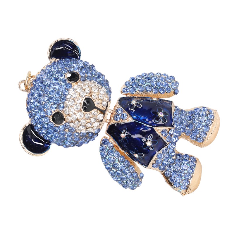 Bear Keychain Electroplate Long Bright Rhinestones Bear Keychain with Hook