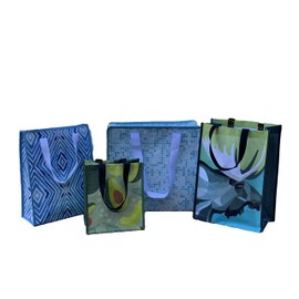 Foremost Reusable Bag Assorted Sizes and Patterns Moose 4 Pack Multi-Purpose Totes, Multicolor, 1 Large, 2 Standard and 1 Gift/Lunch, (74019)